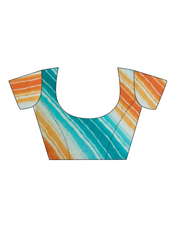 White & Orange Ready To Wear Saree